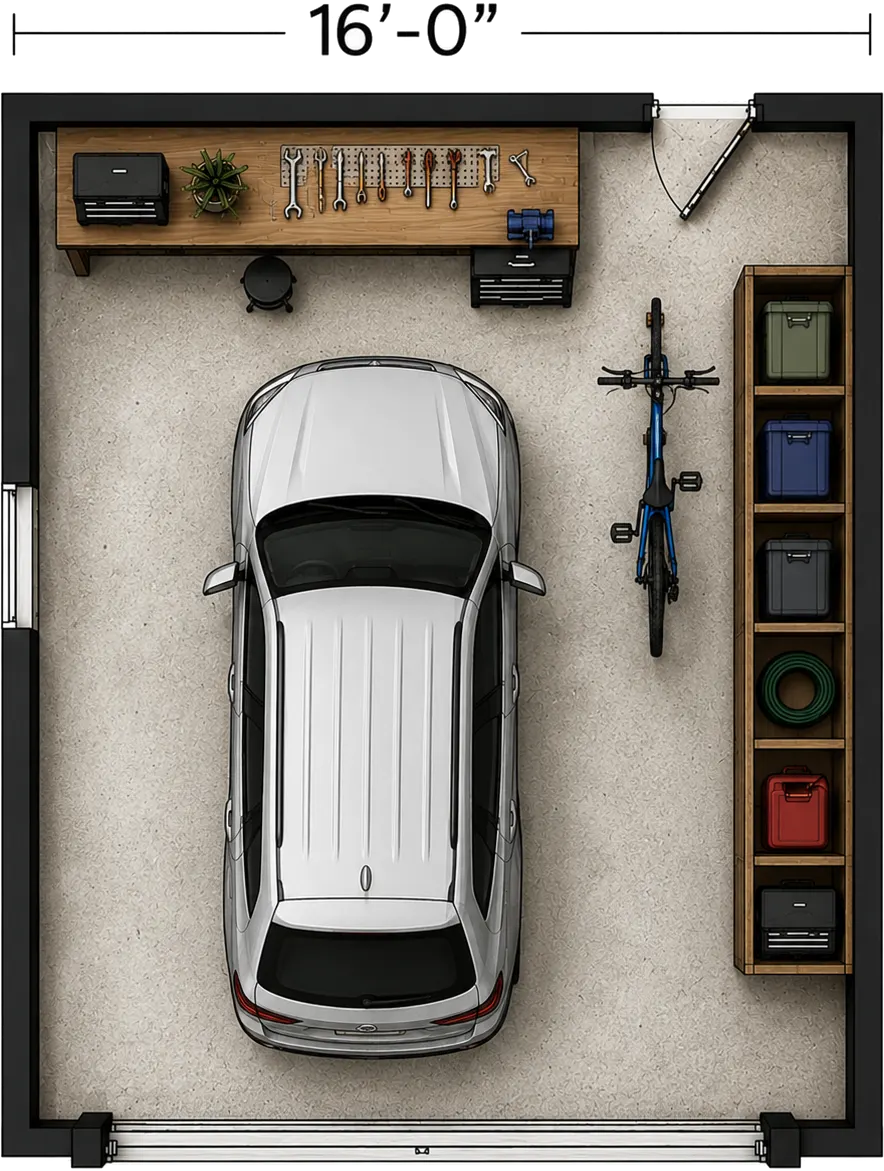 16 foot garage width