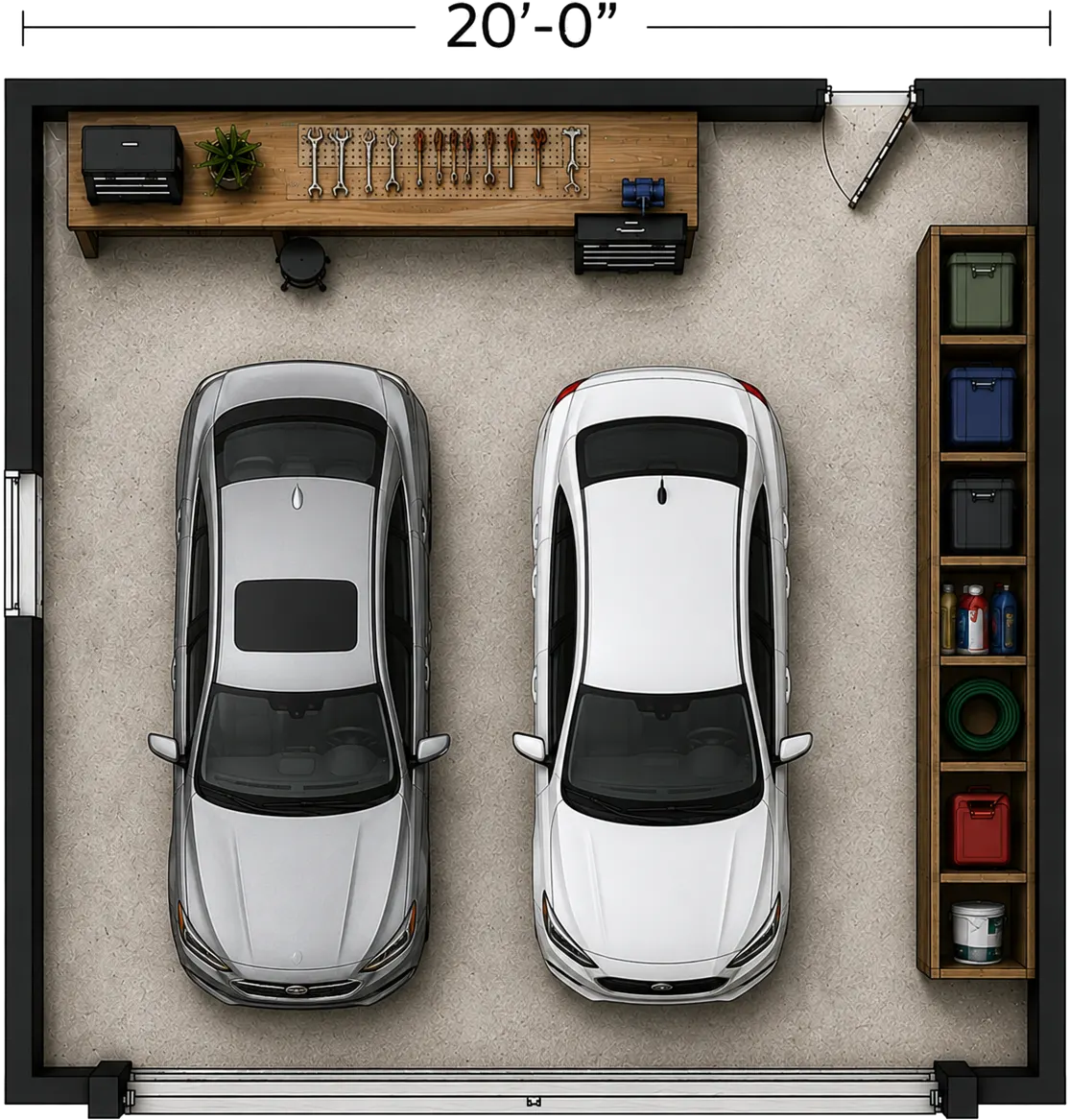20 foot garage width