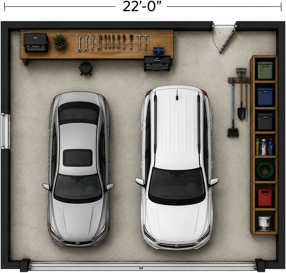 22 foot garage width