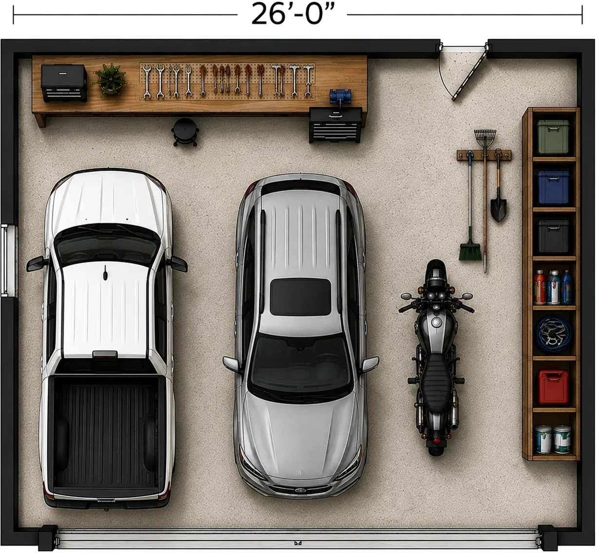 26 foot garage width