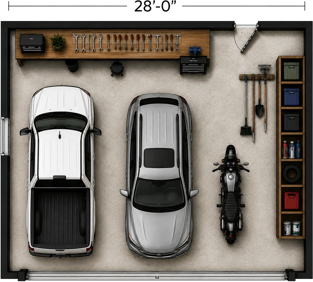 28 foot garage width