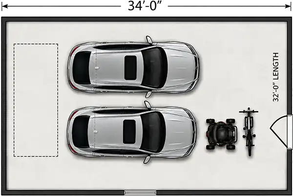 34 foot garage length