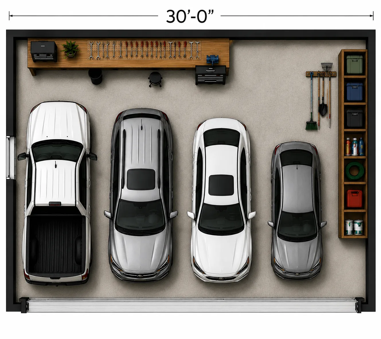30 foot garage width