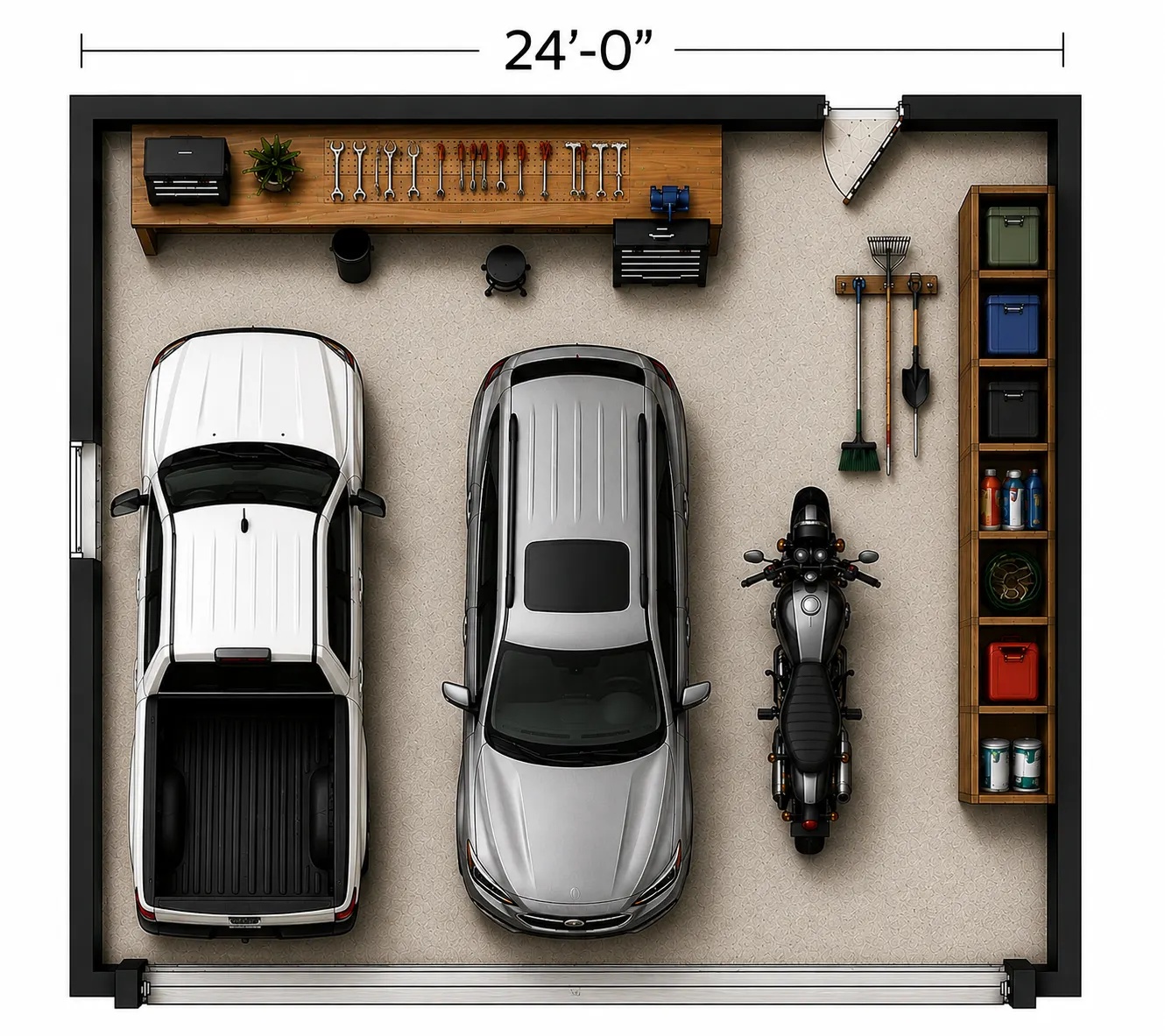 24 foot garage width
